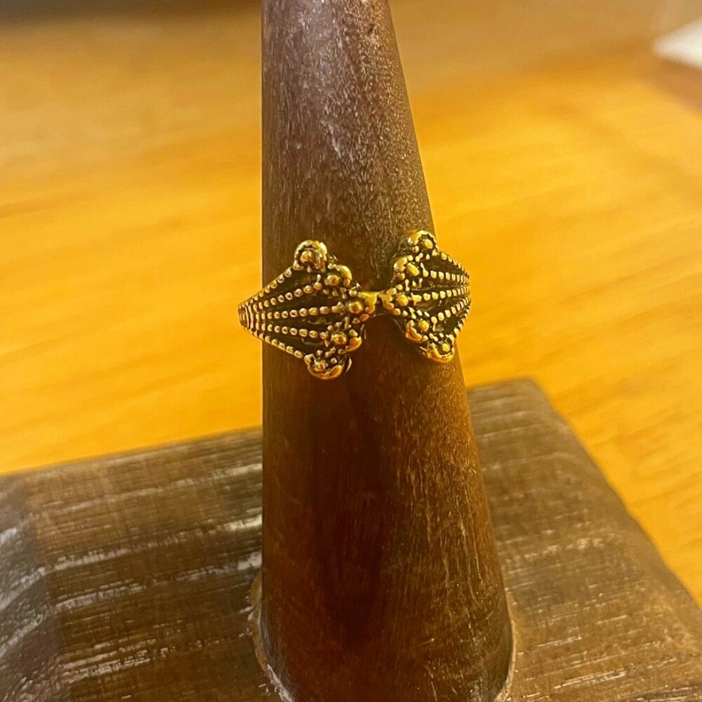 Anthropologie Gold Beaded Open Ring